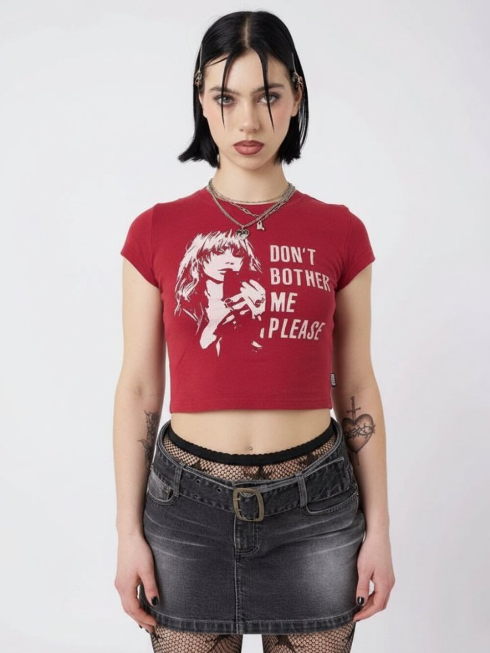 MINGA LONDON Don't Bother Me distressed graphic baby tee